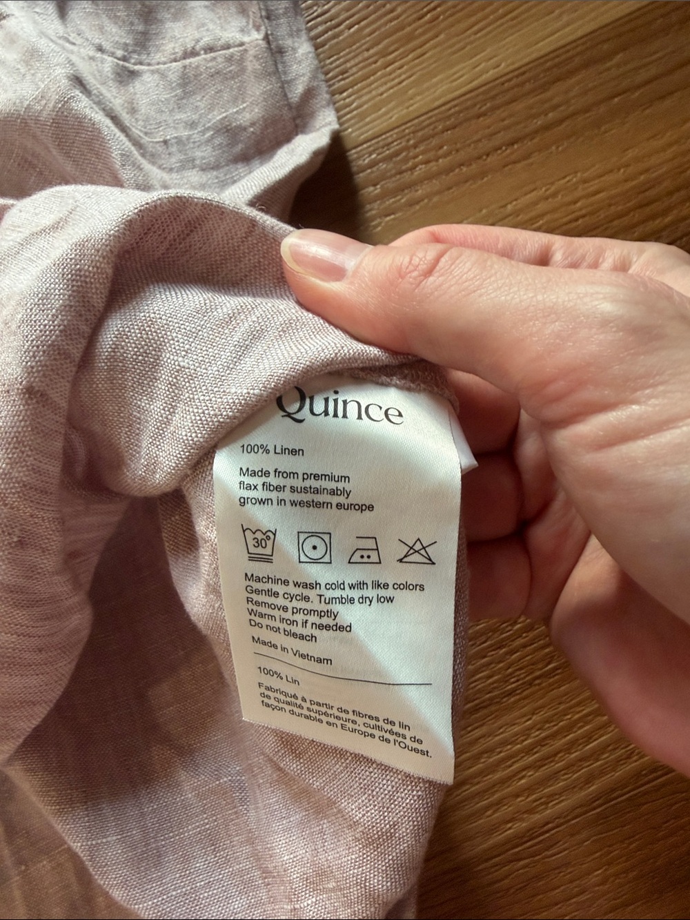 Quince 100% European Linen Tank Vintage Pink Chambray Shell - Picture 8 of 10